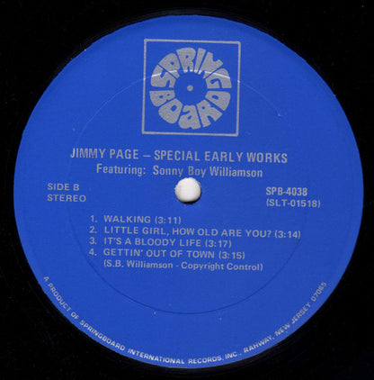Jimmy Page : Special Early Works Featuring Sonny Boy Williamson (LP, Album)