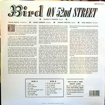 Charlie Parker : Bird On 52nd Street (LP, Album, RE)