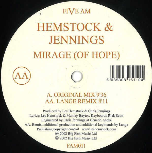 Hemstock & Jennings : Mirage (Of Hope) (12")