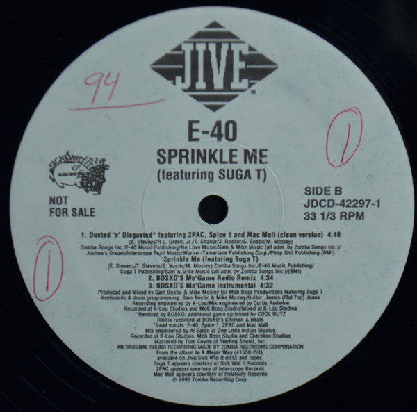 E-40 Featuring Suga T : Sprinkle Me (12", M/Print, Promo)