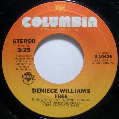 Deniece Williams : Free / Cause You Love Me Baby (7", Single, Ter)