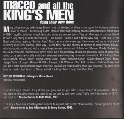 Maceo & All The King's Men : Doing Their Own Thing (CD, Album, RE, RM)