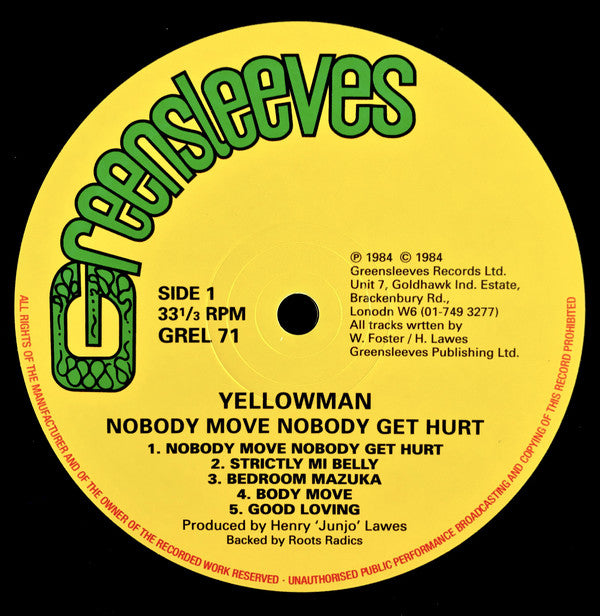 Yellowman : Nobody Move Nobody Get Hurt (LP, Album, RE)