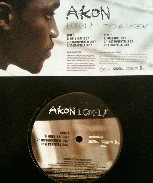 Akon : Lonely / Trouble Nobody (12", Promo)