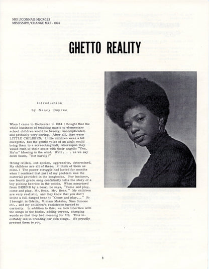 Nancy Dupree With Group Of Rochester, NY Youngsters : Ghetto Reality (LP, Album, RE)