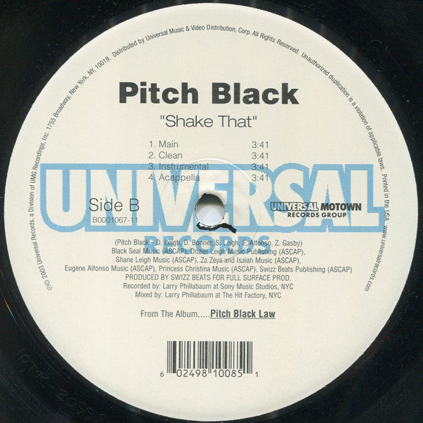Pitch Black (3) : It's All Real / Shake That (12")