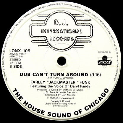 Farley "Jackmaster" Funk & Jessie Saunders* : Love Can't Turn Around (12", Single)