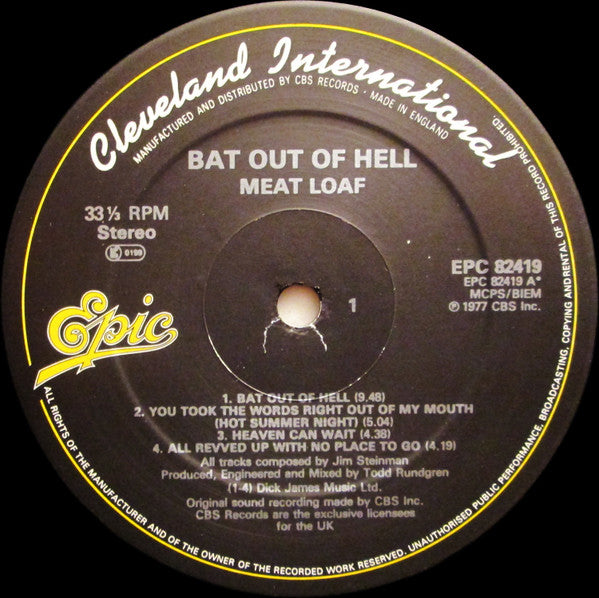 Meat Loaf : Bat Out Of Hell (LP, Album, Bla)
