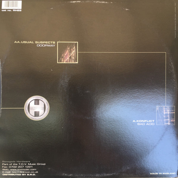 Konflict / Usual Suspects : Bad Acid / Doorway (Armageddon Sampler) (12", Smplr)