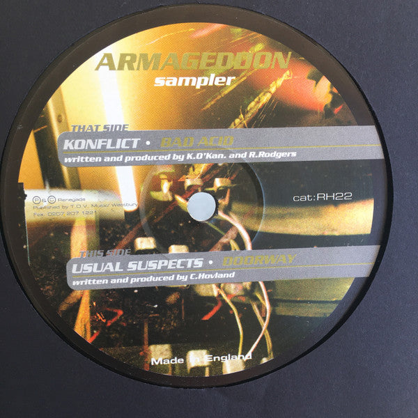 Konflict / Usual Suspects : Bad Acid / Doorway (Armageddon Sampler) (12", Smplr)