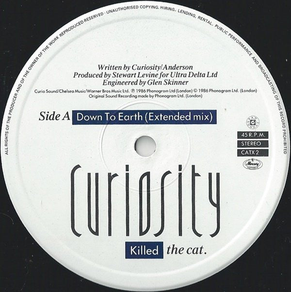 Curiosity Killed The Cat : Down To Earth (Extended Mix) (12", Single)