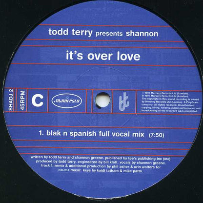 Todd Terry Presents Shannon : It's Over Love (2x12", Promo)
