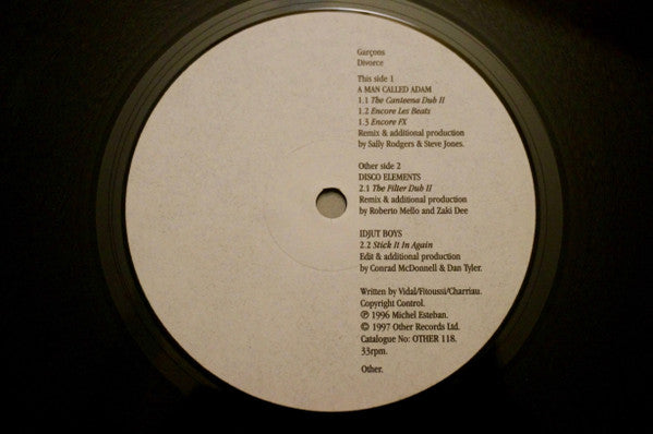Garçons : Divorce (The Remixes) (12", Ltd)