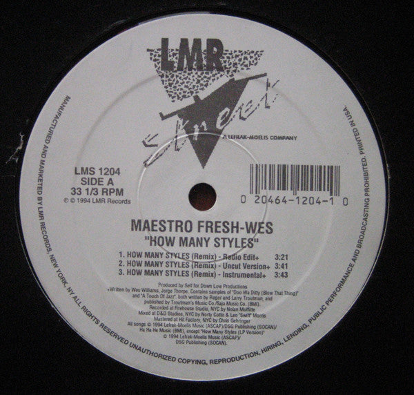 Maestro Fresh-Wes : How Many Styles (12")