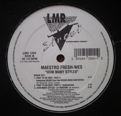 Maestro Fresh-Wes : How Many Styles (12")