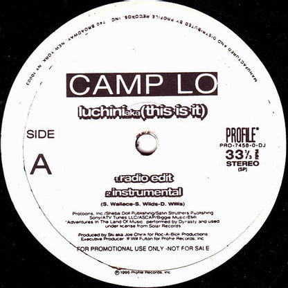 Camp Lo : Luchini AKA (This Is It) / Swing (12", Promo)