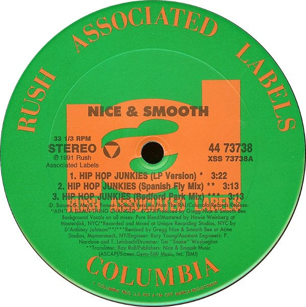 Nice & Smooth : Hip Hop Junkies (12", Single)