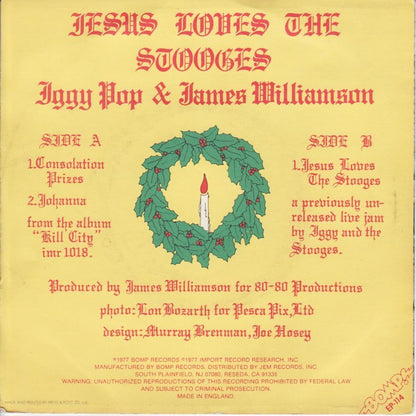 Iggy Pop & James Williamson : Jesus Loves The Stooges (7", EP)