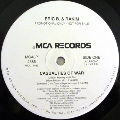Eric B. & Rakim : Casualties Of War (12", Single, Promo)