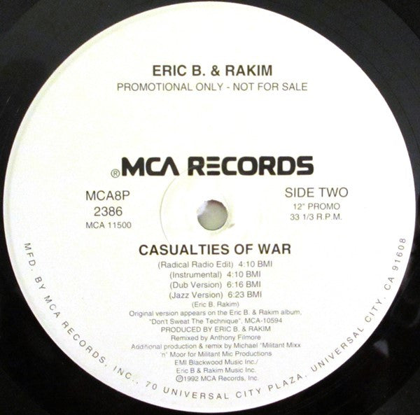 Eric B. & Rakim : Casualties Of War (12", Single, Promo)