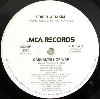Eric B. & Rakim : Casualties Of War (12", Single, Promo)