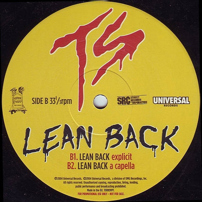 Terror Squad Feat. Fat Joe Aka Joe Crack & Remy Martin : Lean Back (12", Promo)