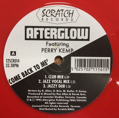 Afterglow Featuring Perry Kemp : Come Back To Me (12", Red)
