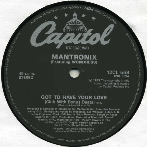Mantronix Featuring Wondress* : Got To Have Your Love (12", Single)