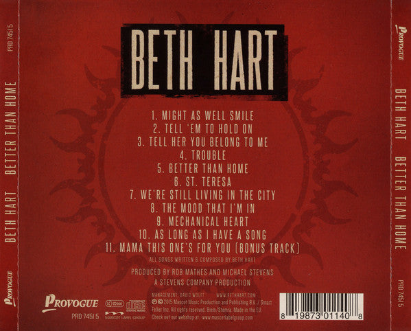 Beth Hart : Better Than Home (CD, Album, Dlx)