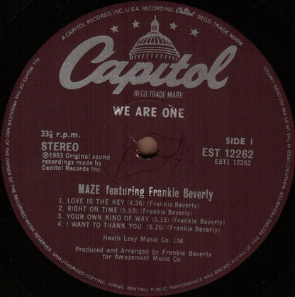 Maze Featuring Frankie Beverly : We Are One (LP, Album)