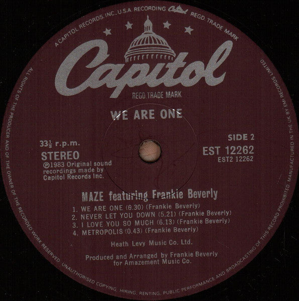 Maze Featuring Frankie Beverly : We Are One (LP, Album)