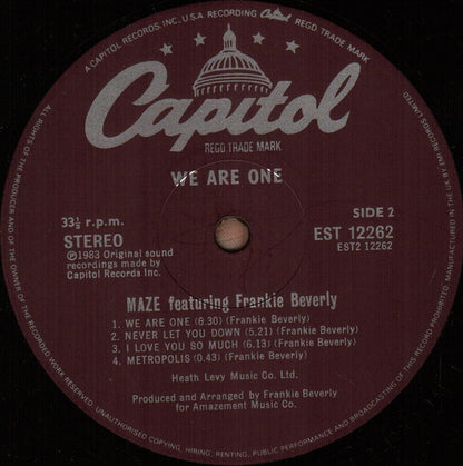 Maze Featuring Frankie Beverly : We Are One (LP, Album)