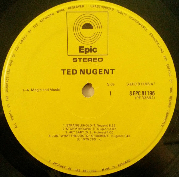 Ted Nugent : Ted Nugent (LP, Album, Yel)