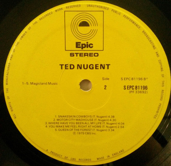 Ted Nugent : Ted Nugent (LP, Album, Yel)