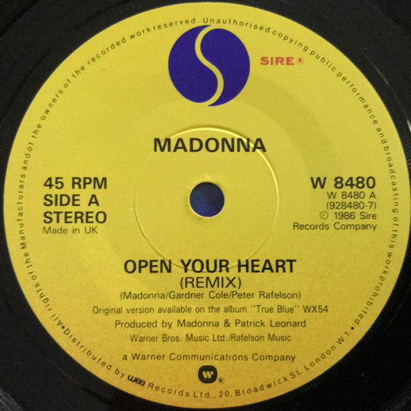 Madonna : Open Your Heart (Remix) (7", Single, Pap)