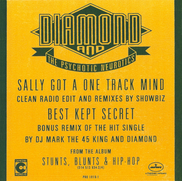 Diamond* And The Psychotic Neurotics : Sally Got A One Track Mind (12", Promo)