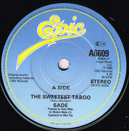 Sade : The Sweetest Taboo (7", Single, Blu)
