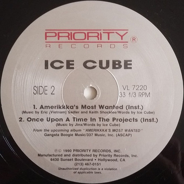 Ice Cube : AmeriKKKa's Most Wanted (12", Maxi)