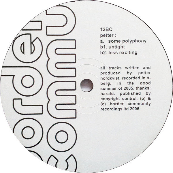 Petter (5) : Some Polyphony (12")