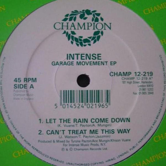 Intense (2) : Garage Movement EP (12", EP)