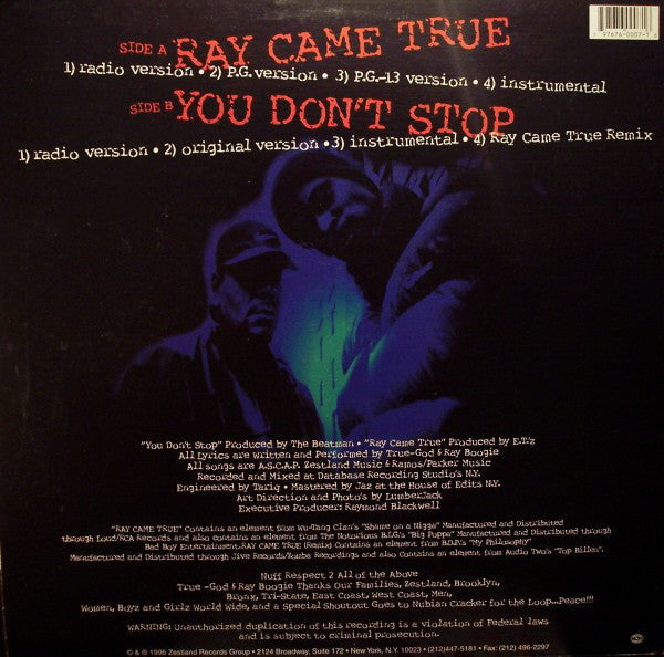E.T.'z* : Ray Came True / You Don't Stop (12", Maxi)