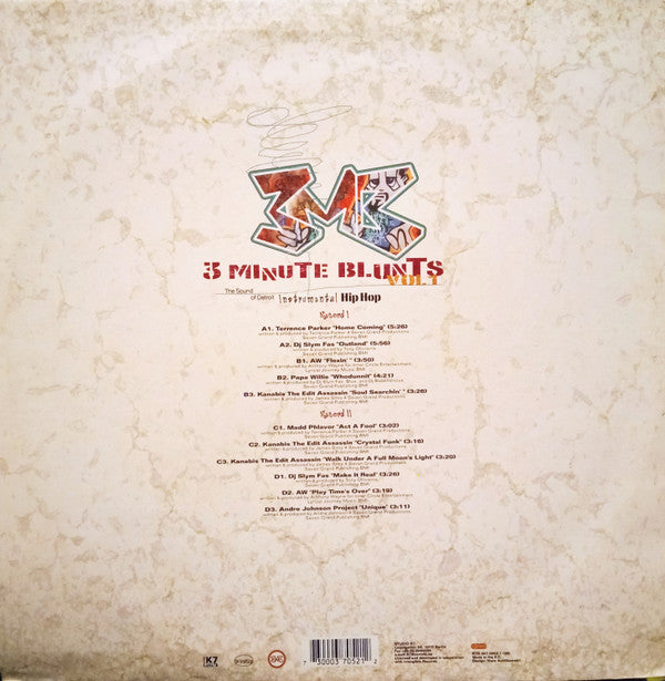 Various : 3MB - 3 Minute Blunts Vol. 1 (The Sound Of Detroit Instrumental Hip Hop) (2xLP, Comp)