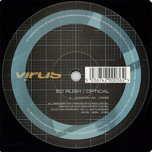 Ed Rush / Optical* : Lifespan / Crisis (12")