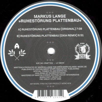 Markus Lange : Ruhestörung Plattenbau (12")