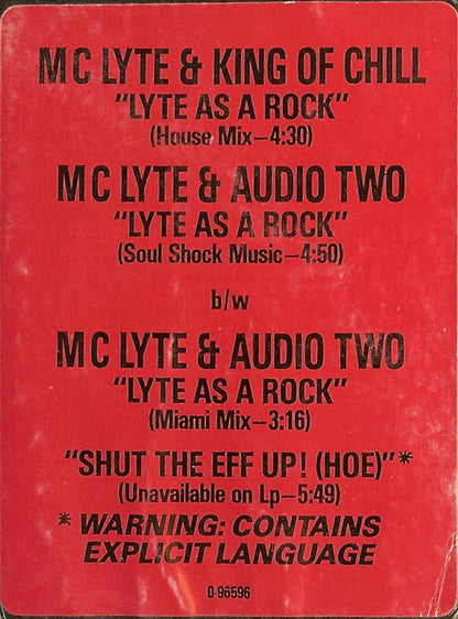 M C Lyte* : Lyte As A Rock (12", SRC)
