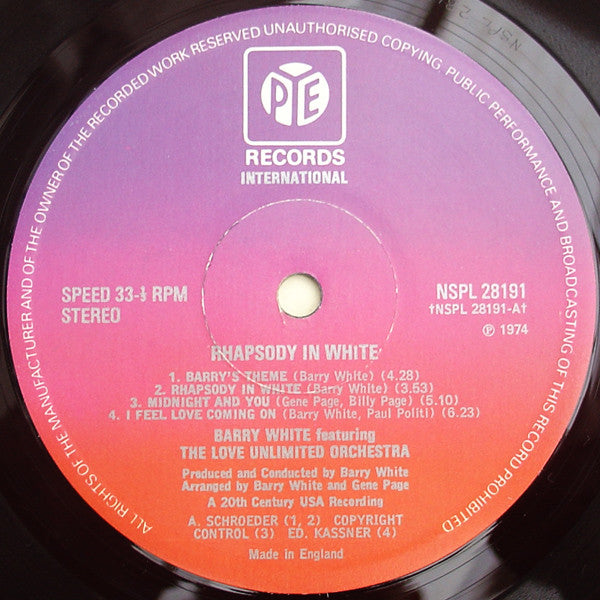 The Love Unlimited Orchestra* : Rhapsody In White (LP, Album)