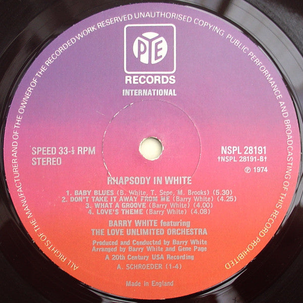 The Love Unlimited Orchestra* : Rhapsody In White (LP, Album)