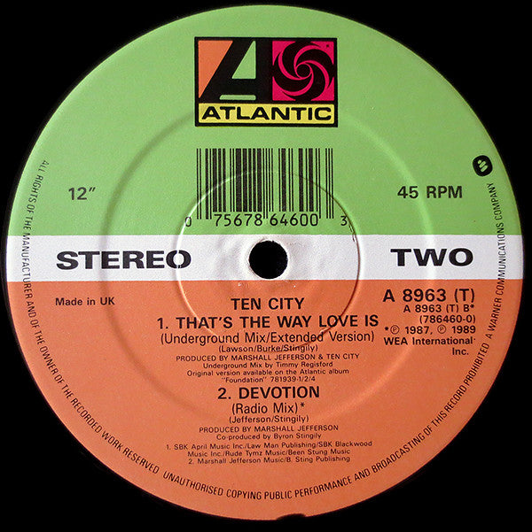 Ten City : That's The Way Love Is (12", Single)