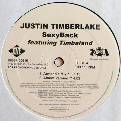 Justin Timberlake : SexyBack (Dance Mixes) (2x12", Promo)