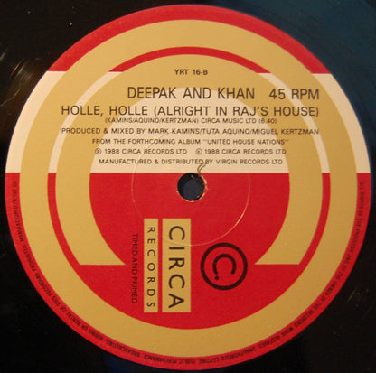Deepak And Khan : Holle Holle (Indian Acid Trip And Alright In Raj's House Versions) (12")
